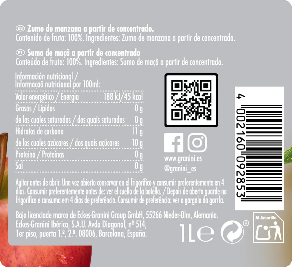 
                  
                    Manzana - 100% Premium - Pack 6 (6x1L)
                  
                