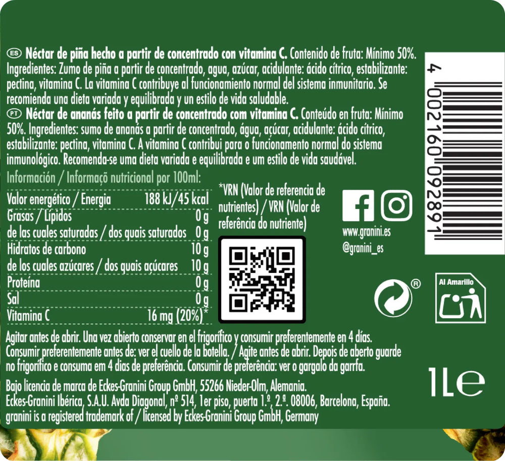 
                  
                    Piña - Clásicos - Pack 6 (6x1L)
                  
                