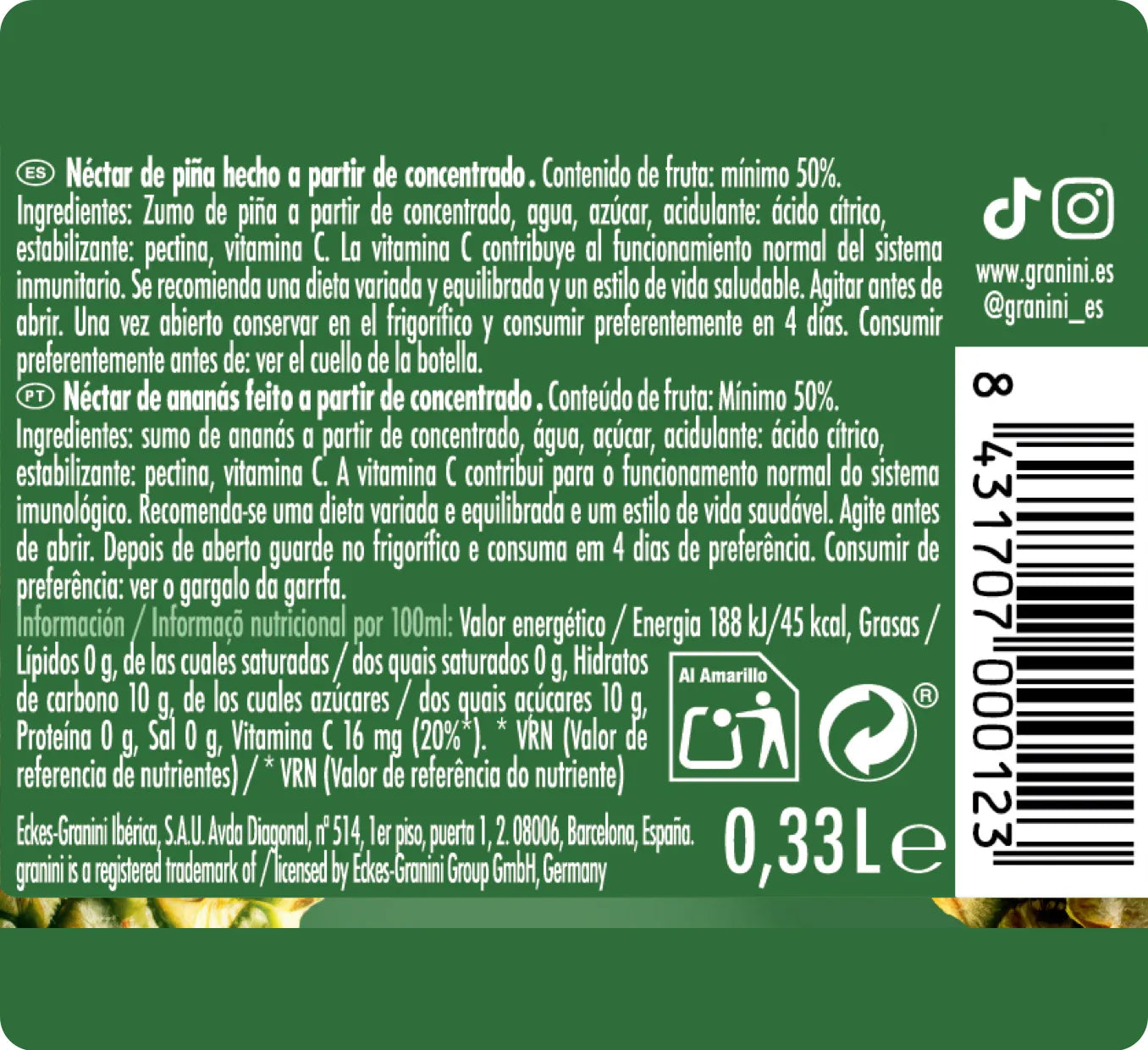 
                  
                    Piña - Para llevar - Pack 12 (12x0,33L)
                  
                