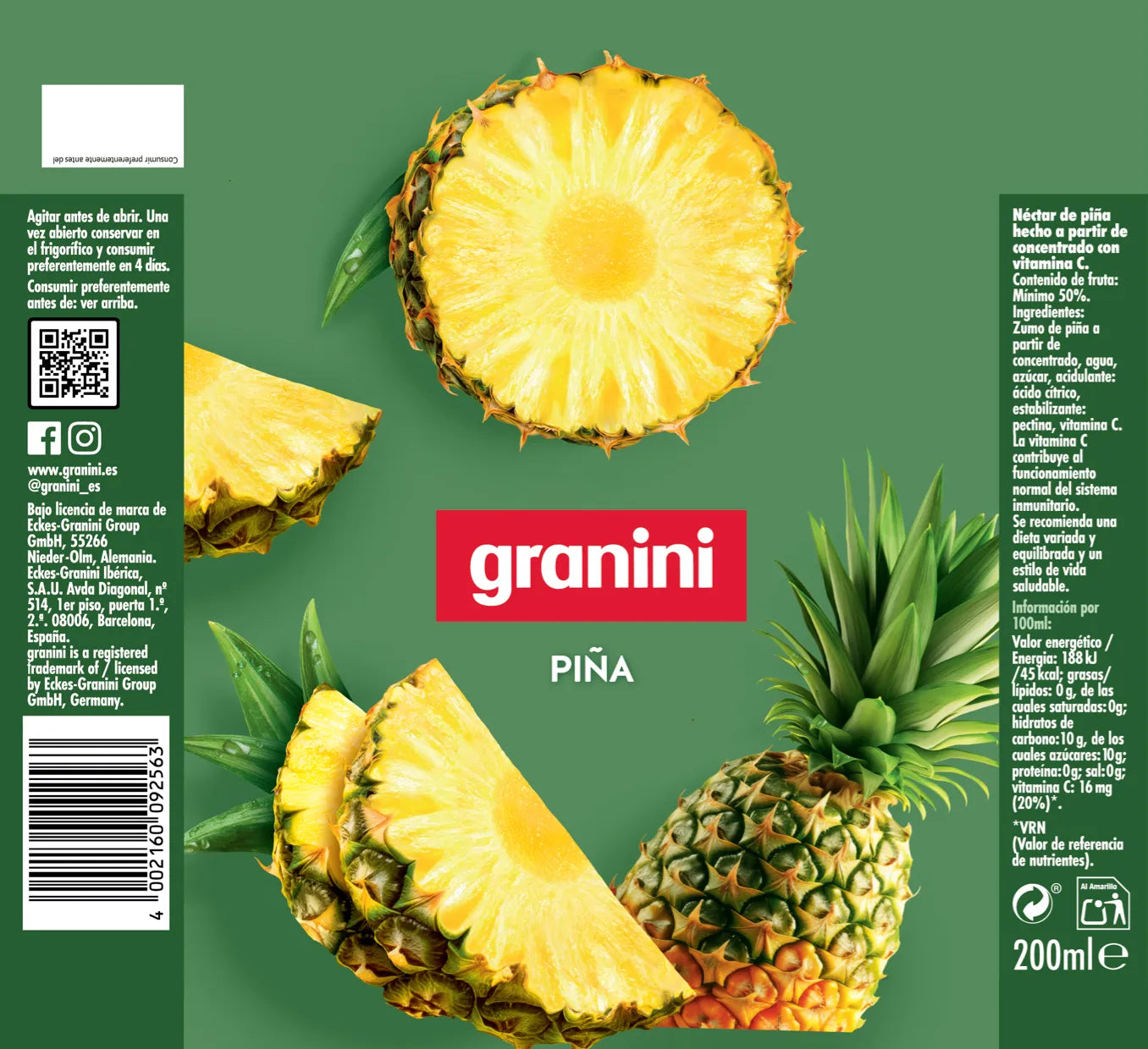 Piña - Brik para llevar - Pack 30 (30x0,2L) – granini