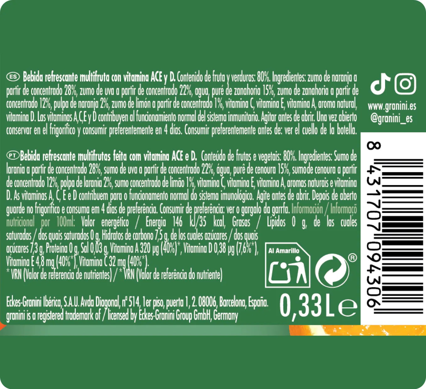 
                  
                    Zanahoria y naranja - Para llevar - Pack 12 (12x0,33L)
                  
                