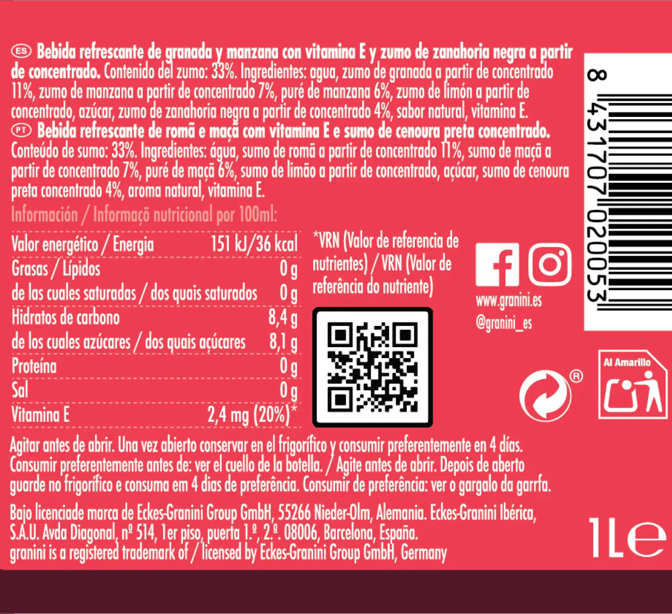 
                  
                    Granada y manzana - Selección - Pack de 6 (6x1L)
                  
                