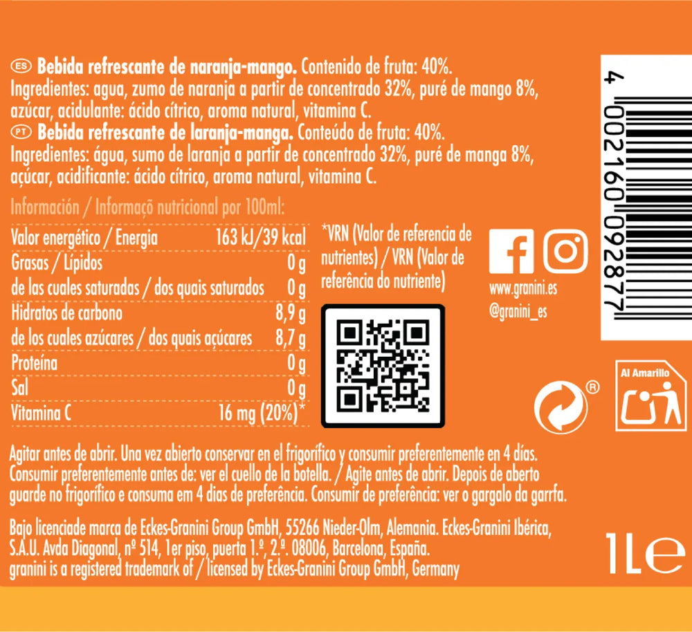 
                  
                    Naranja y Mango - Selección - Pack de 6 (6x1L)
                  
                