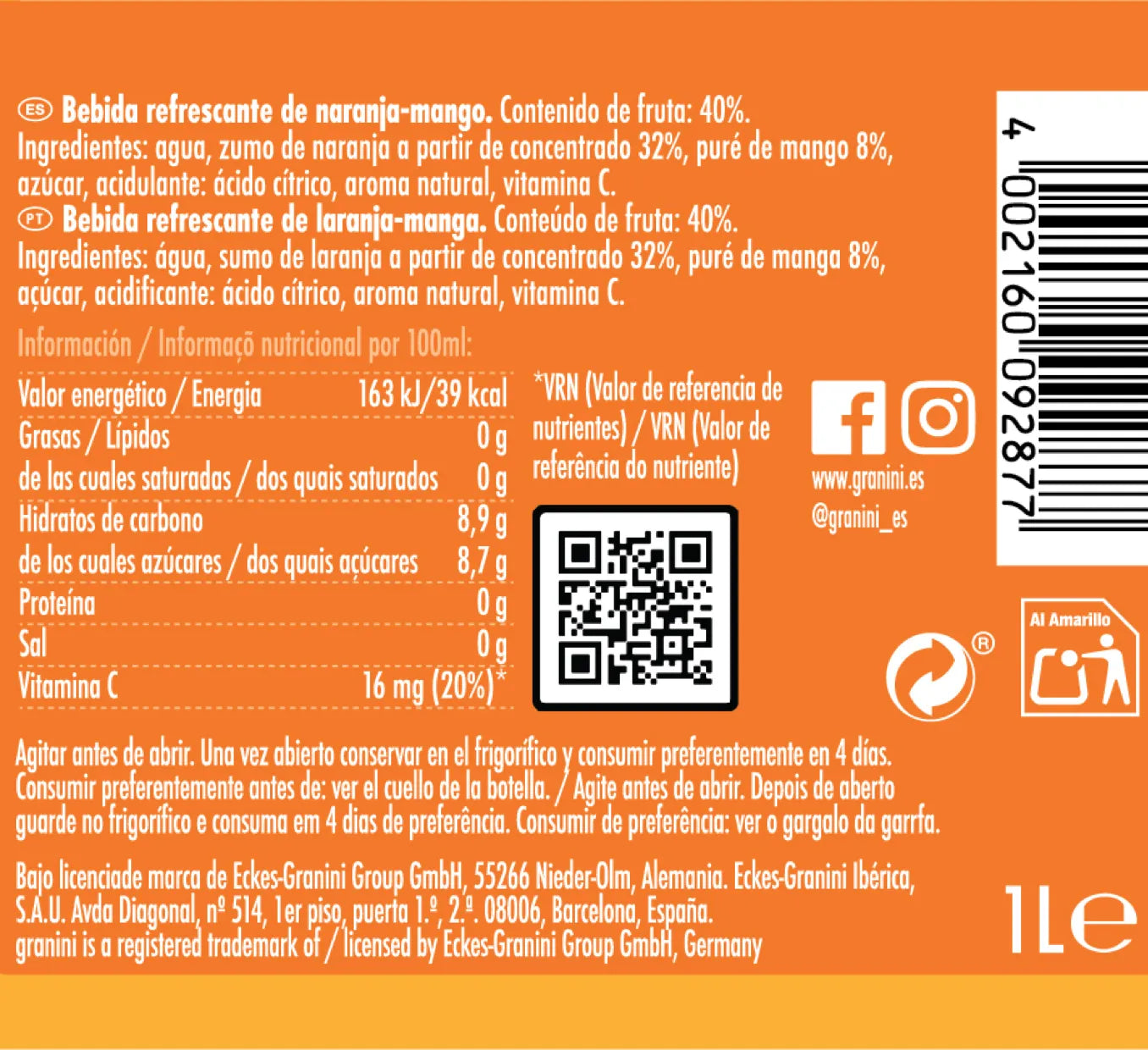 
                  
                    Naranja y Mango - Selección - Pack de 6 (6x1L)
                  
                