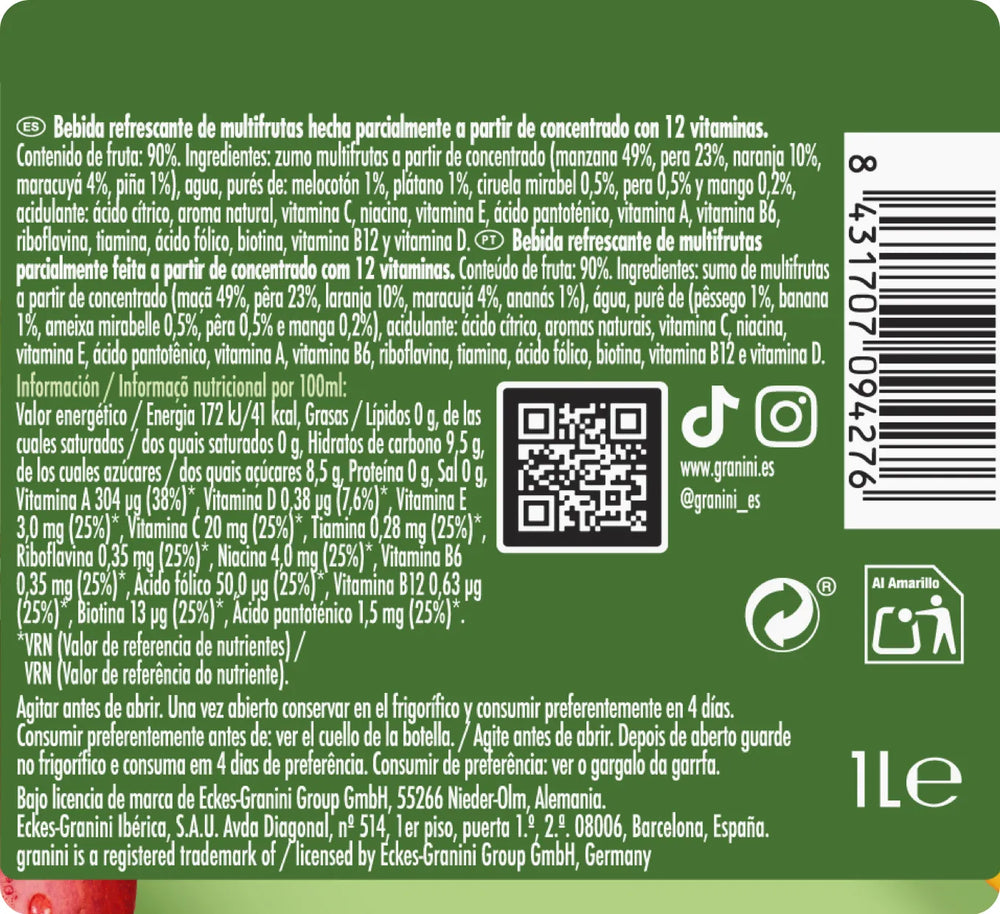 
                  
                    Multifrutas - Clásicos 0% - Sin Azúcar - Pack 6 (6x1L)
                  
                