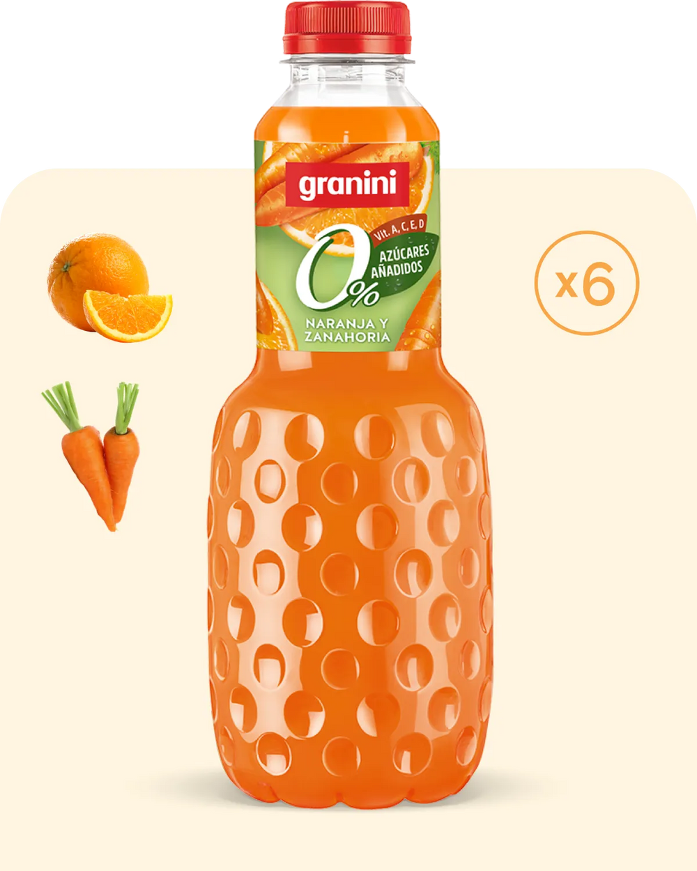 Naranja y zanahoria - Clásicos 0% - Sin Azúcar - Pack 6 (6x1L)