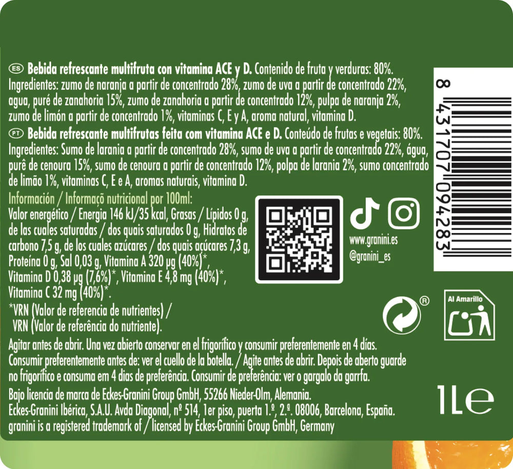 
                  
                    Naranja y zanahoria - Clásicos 0% - Sin Azúcar - Pack 6 (6x1L)
                  
                