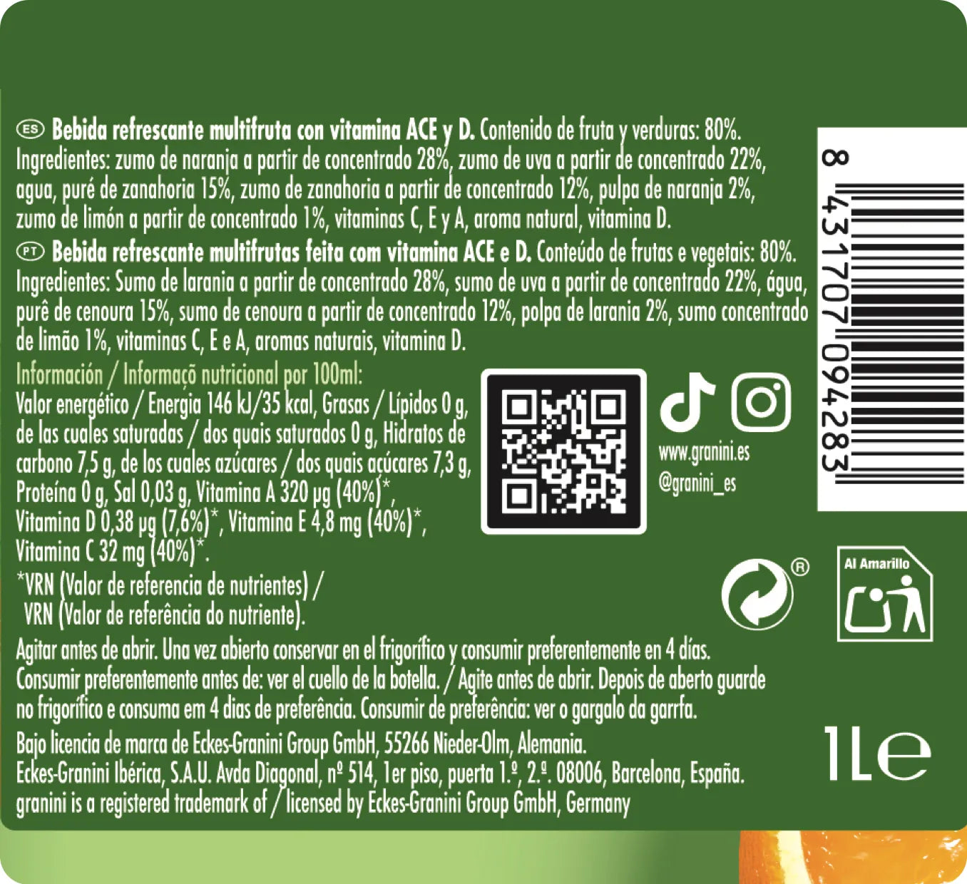 
                  
                    Naranja y zanahoria - Clásicos 0% - Sin Azúcar - Pack 6 (6x1L)
                  
                